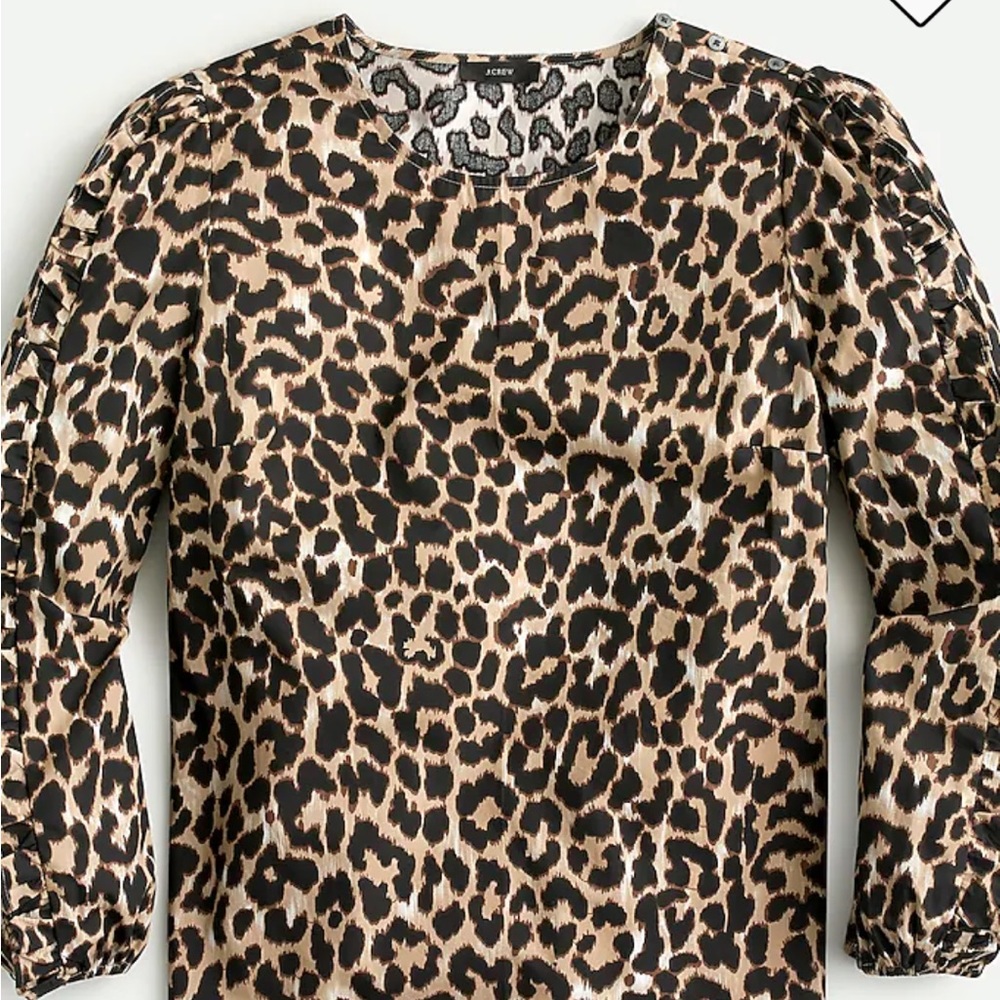 J Crew Ruffle Sleeve Leopard Blouse